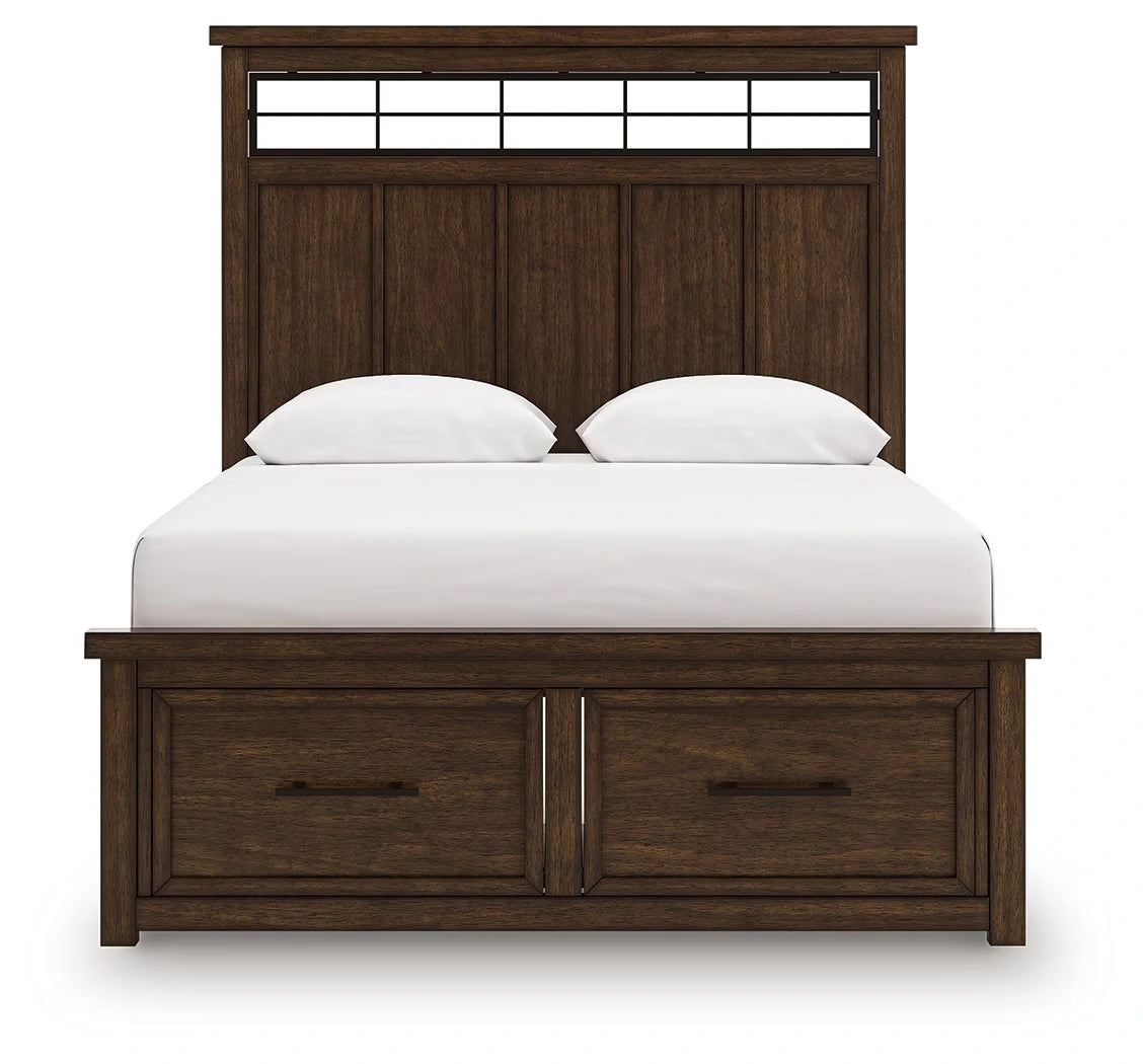 Taffenbrook - Medium Brown - Queen Panel Storage Bed