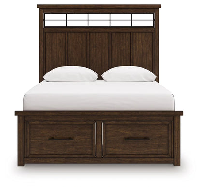 Taffenbrook - Medium Brown - Queen Panel Storage Bed