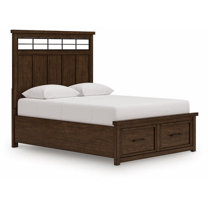 Taffenbrook - Medium Brown - Queen Panel Storage Bed