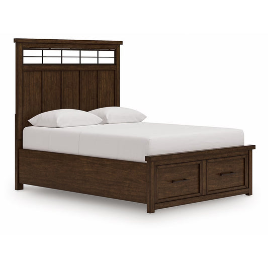Taffenbrook - Medium Brown - Queen Panel Storage Bed