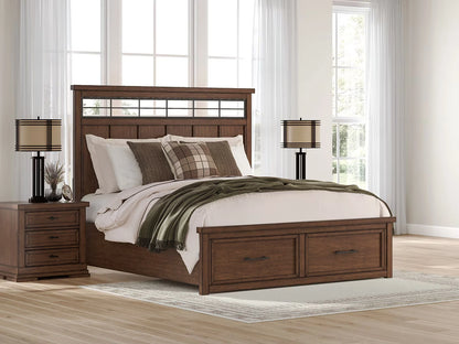 Taffenbrook - Medium Brown - King Panel Storage Bed