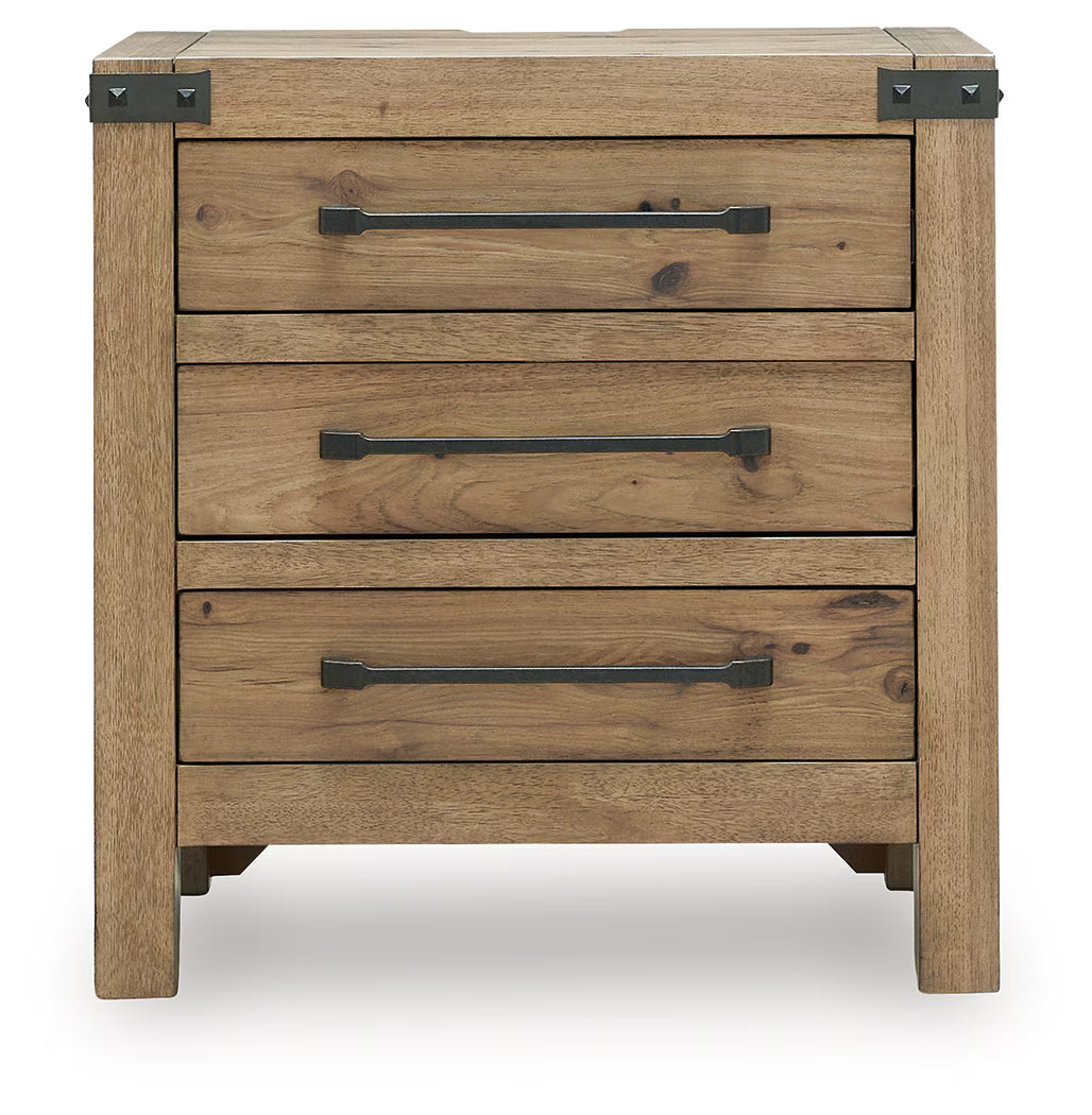 Ridgester - Three Drawer Night Stand - Light Brown