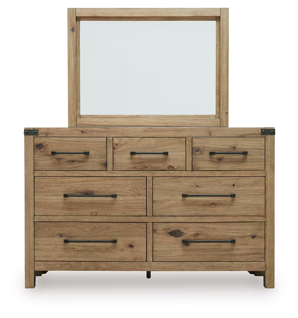 Ridgester - Dresser And Mirror - Light Brown