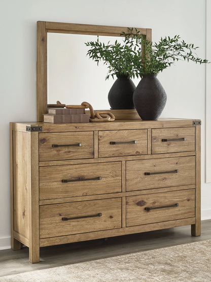 Ridgester - Dresser And Mirror - Light Brown