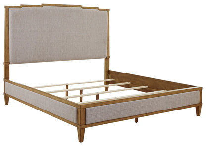 Sharlance - Light Brown - King Upholstered Panel Bed