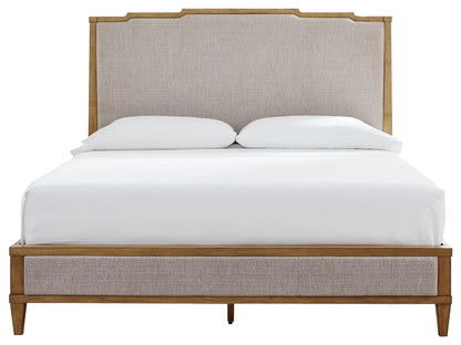 Sharlance - Light Brown - King Upholstered Panel Bed