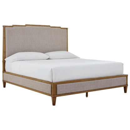 Sharlance - Light Brown - King Upholstered Panel Bed