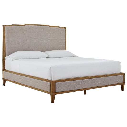 Sharlance - Light Brown - King Upholstered Panel Bed