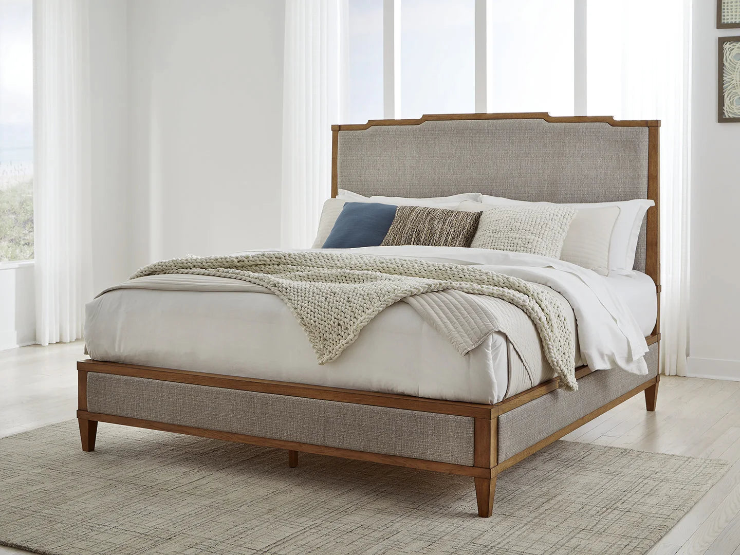 Sharlance - Light Brown - California King Upholstered Panel Bed