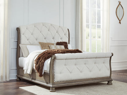 Ardenfield - Light Brown - Queen Upholstered Sleigh Bed