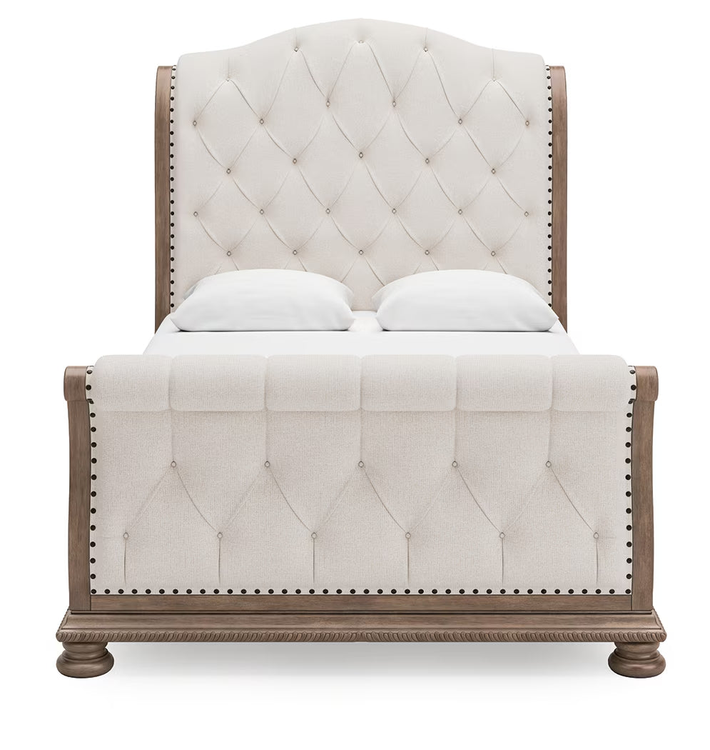 Ardenfield - Light Brown - Queen Upholstered Sleigh Bed