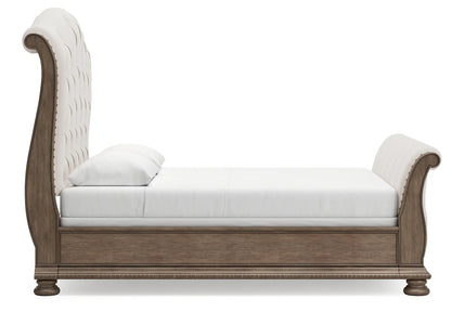 Ardenfield - Light Brown - Queen Upholstered Sleigh Bed