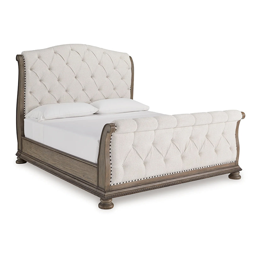 Ardenfield - Light Brown - King Upholstered Sleigh Bed