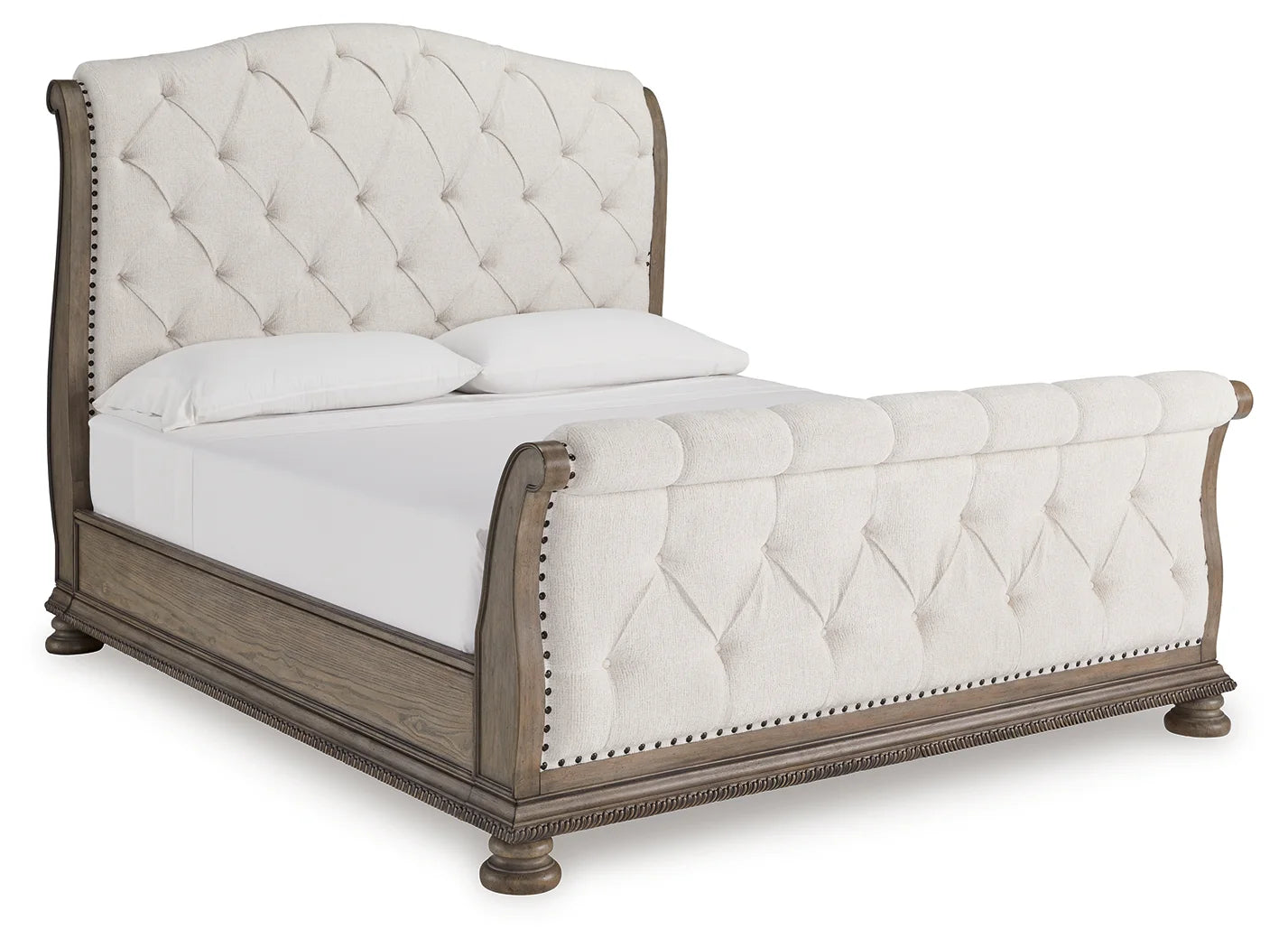 Ardenfield - Light Brown - California King Upholstered Sleigh Bed