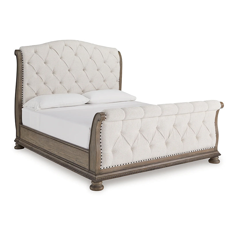 Ardenfield - Light Brown - California King Upholstered Sleigh Bed