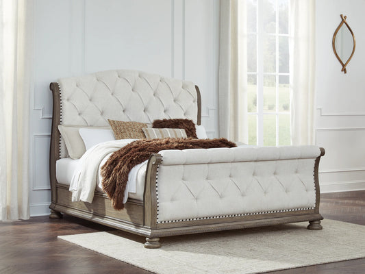 Ardenfield - Light Brown - California King Upholstered Sleigh Bed