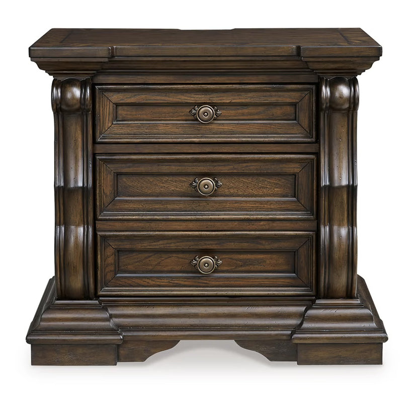 Maylee - Dark Brown - Three Drawer Night Stand