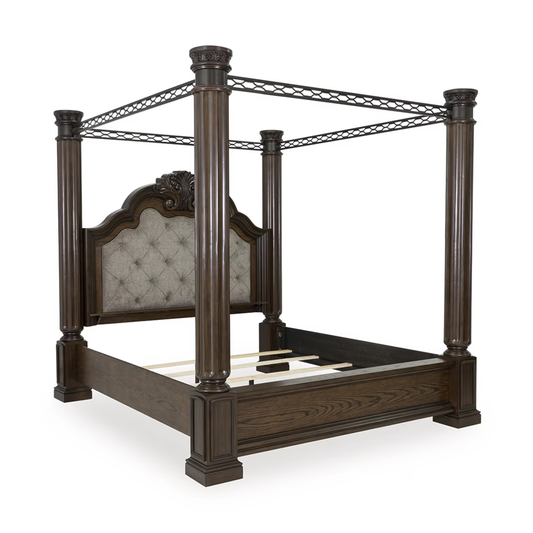 Maylee - California King Canopy Bed - Dark Brown