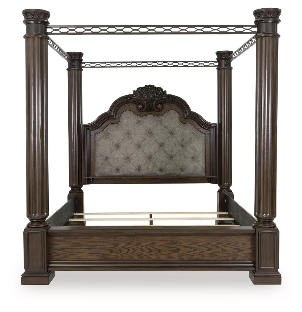 Maylee - California King Canopy Bed - Dark Brown