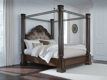 Maylee - Queen Canopy Bed - Dark Brown