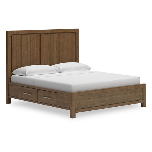 Cabalynn - Light Brown - King Panel Bed With Storage