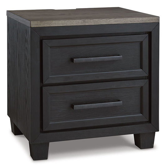 Foyland - Black / Brown - Two Drawer Night Stand