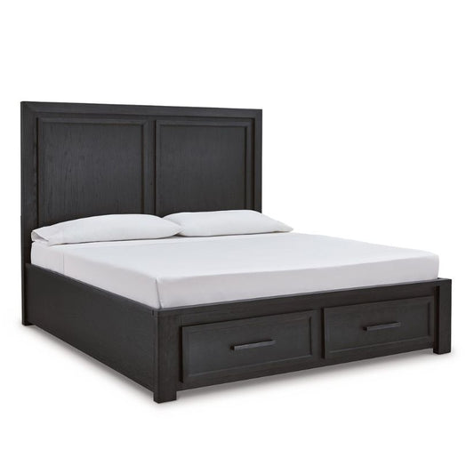 Foyland - Black / Brown - Queen Panel Storage Bed