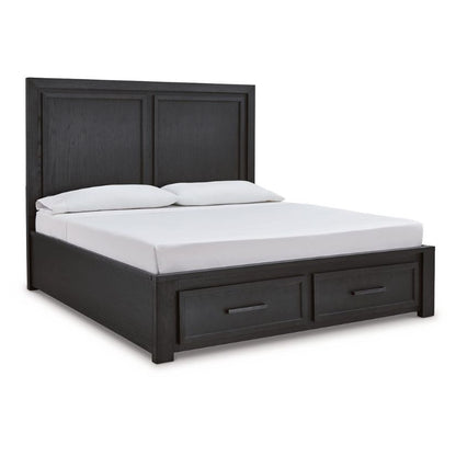 Foyland - Black / Brown - California King Panel Storage Bed