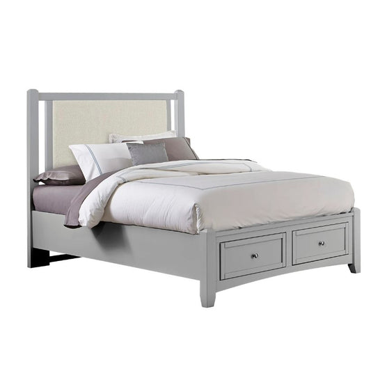 Bonanza - Full Size Pebble Gray Upholstered Bed With Storage Footboard - Gray