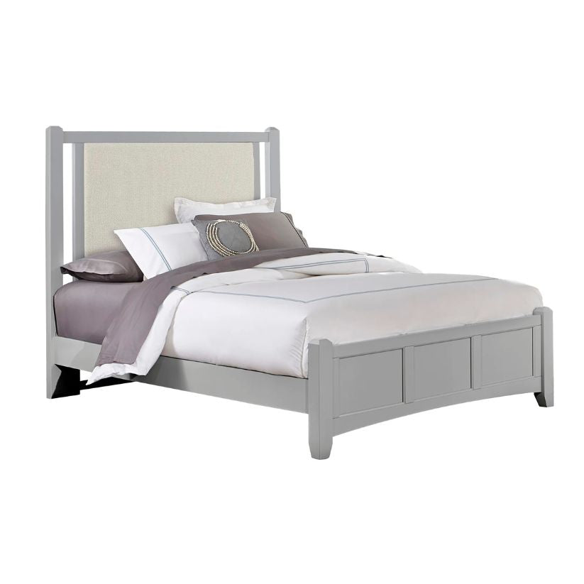 Bonanza - Full Size Pebble Gray Upholstered Bed With Mansion Footboard - Gray