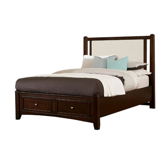 Bonanza - Full Size Linen Upholstered Bed With Storage Footboard - Merlot