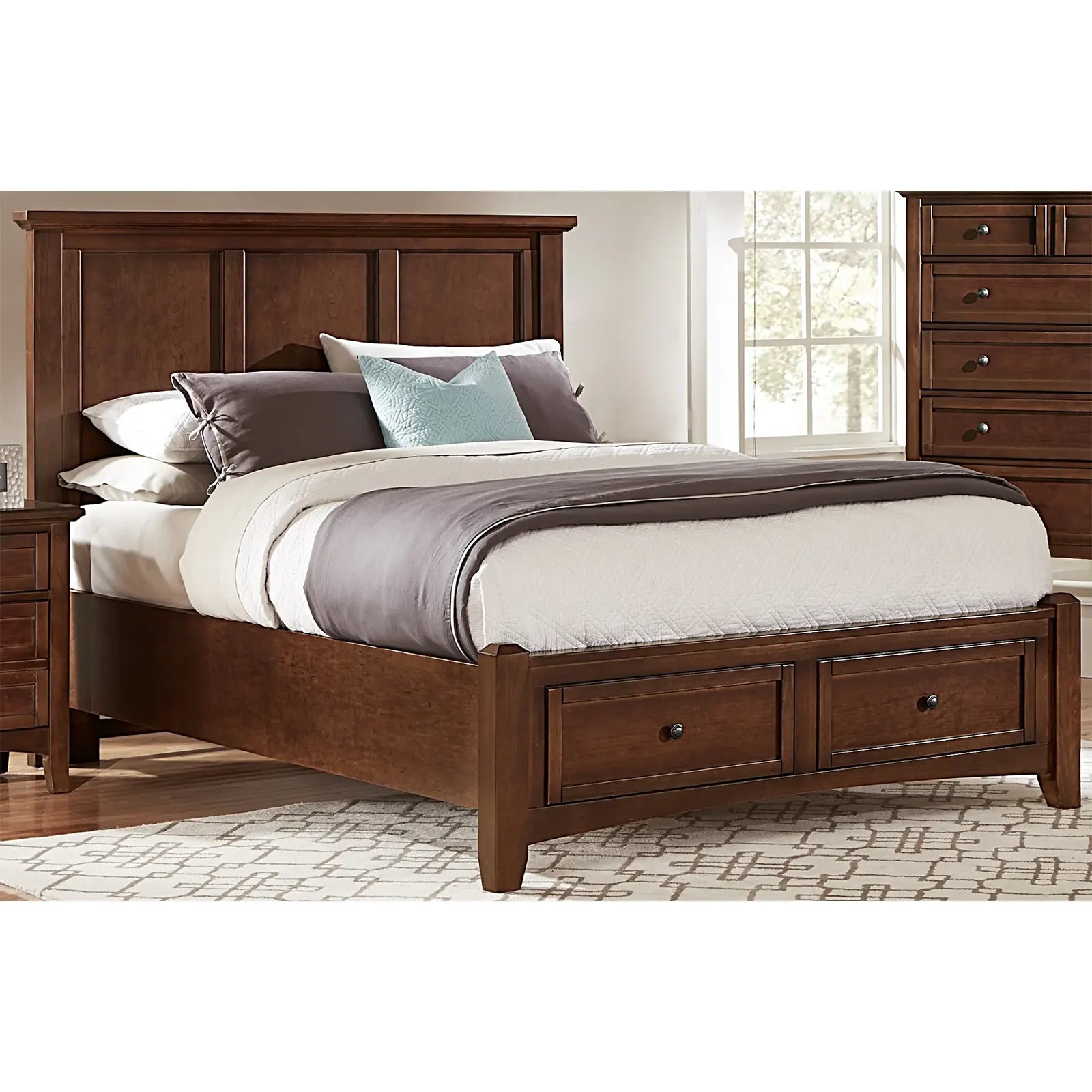 Bonanza - Full Mansion Bed With Storage Footboard - Cherry