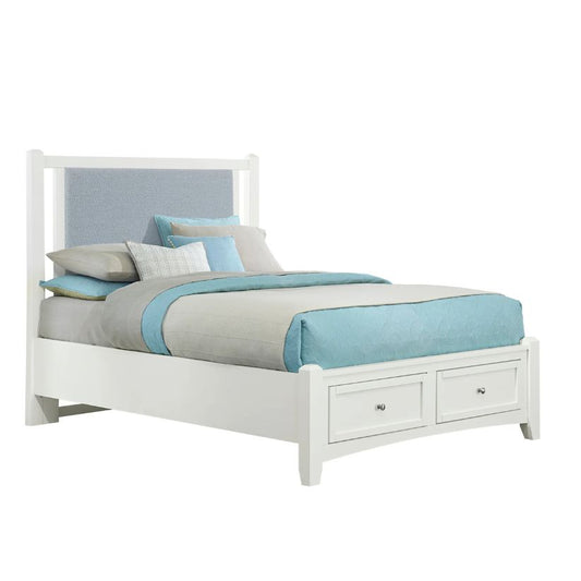 Bonanza - Full Size Ocean Blue Upholstered Bed With Storage Footboard - White