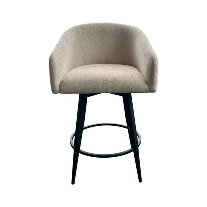 Metal Base Barstools - Barstool With Barrel Seat - Champagne