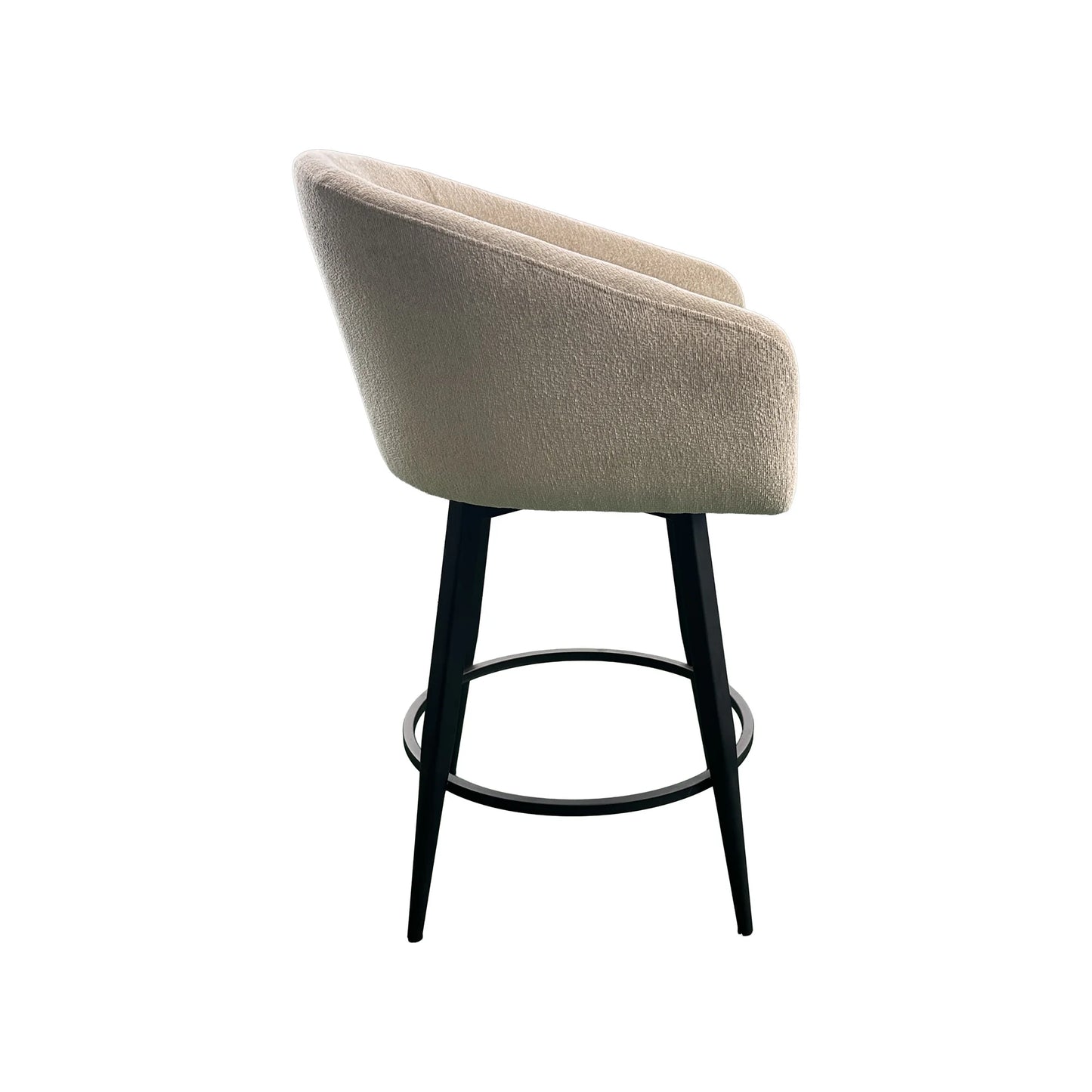 Metal Base Barstools - Barstool With Barrel Seat - Champagne