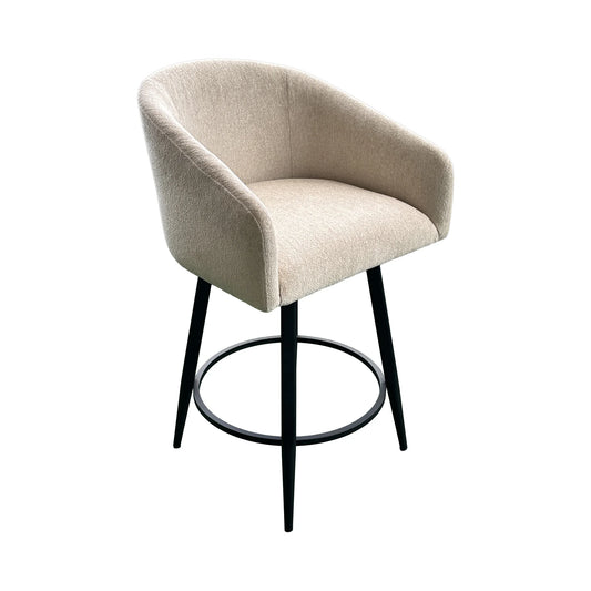 Metal Base Barstools - Barstool With Barrel Seat - Champagne