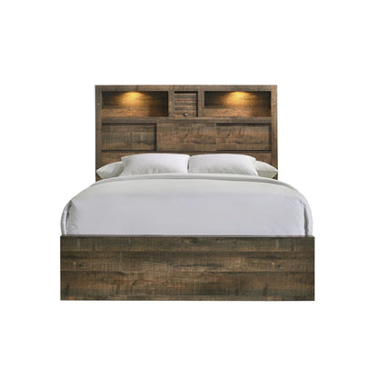 Bailey - King Bookcase Panel Bed With Bluetooth - Walnut