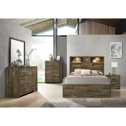 Bailey - King Bookcase Panel Bed With Bluetooth - Walnut