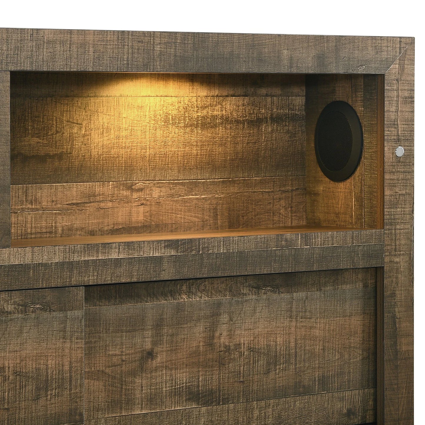 Bailey - King Bookcase Panel Bed With Bluetooth - Walnut