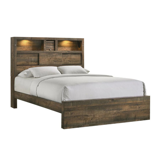 Bailey - Queen Bookcase Panel Bed With Bluetooth - Walnut