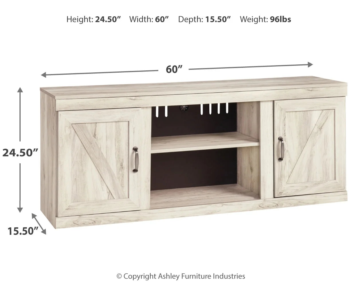 Bellaby - Whitewash - 5-Piece Entertainment Center With Electric Fireplace 9