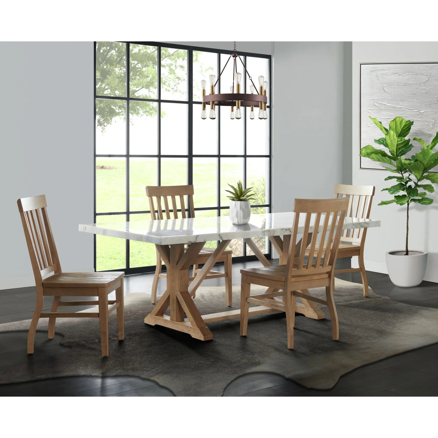 Lakeview - White Marble Standard Height Rectangular Dining Table