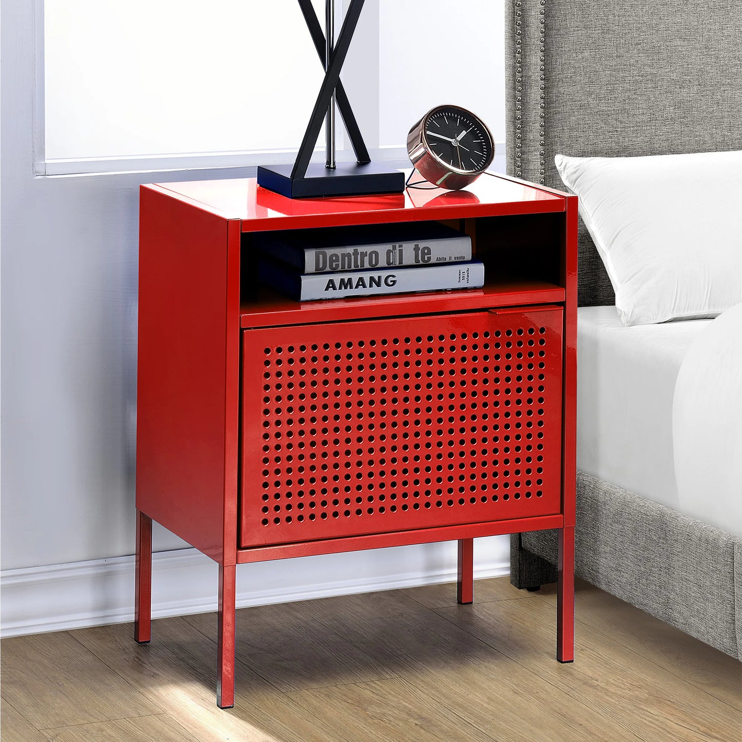 Ember - Red Nightstand With Usb