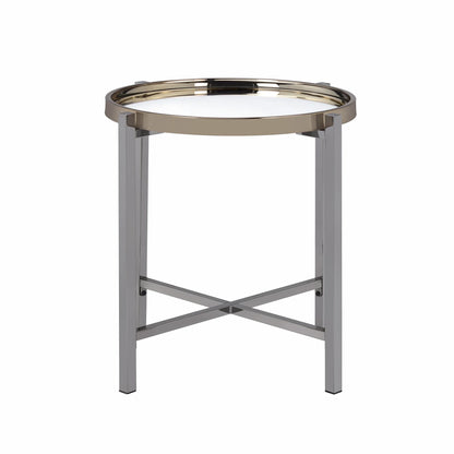 Edith - Round End Table - Dark Nickel