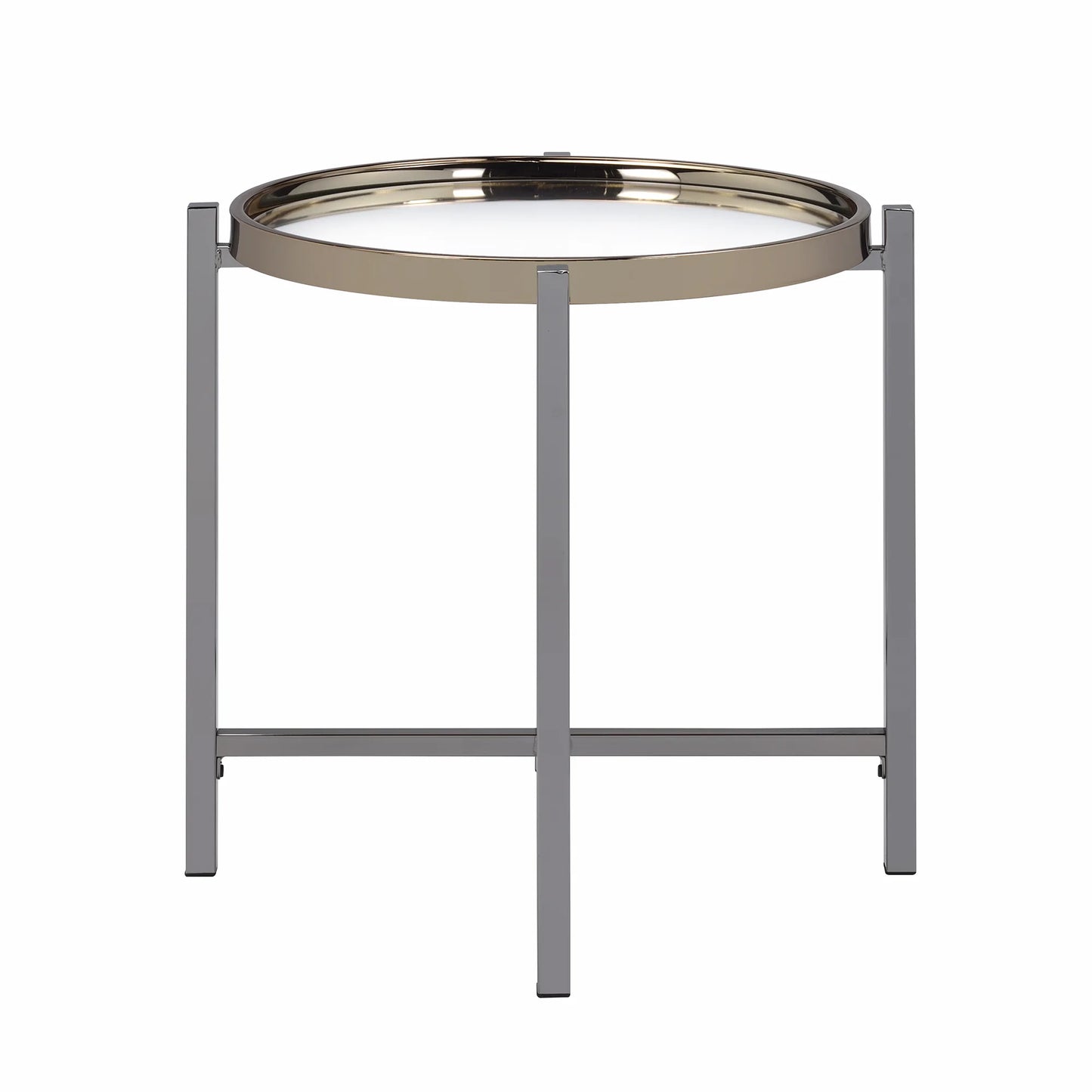 Edith - Round End Table - Dark Nickel