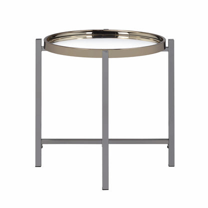 Edith - Round End Table - Dark Nickel