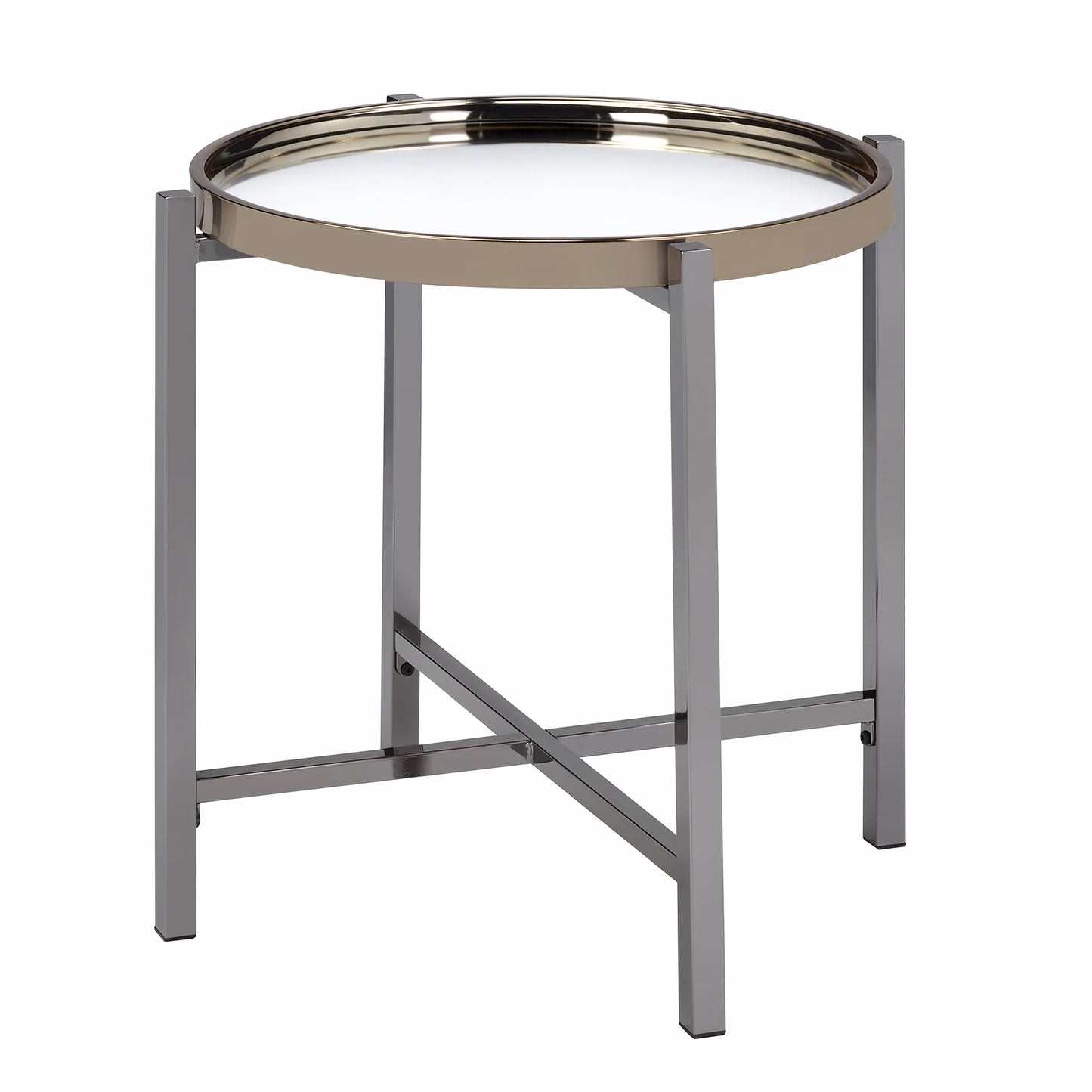Edith - Round End Table - Dark Nickel