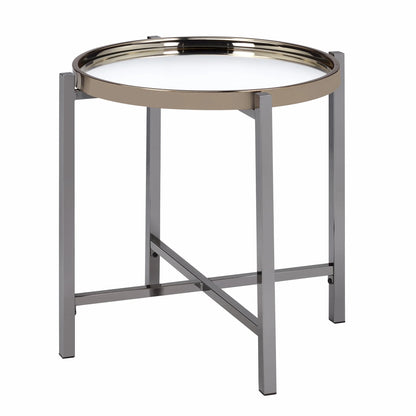 Edith - Round End Table - Dark Nickel
