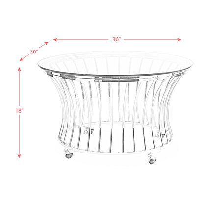 Emma - 3 Piece Occasional Table Set, Coffee Table & Two End Tables - Chrome