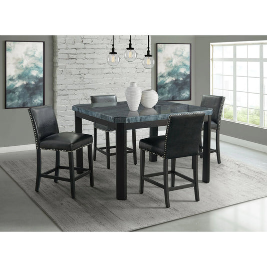 Francesca - Square 5 Piece Counter Height Dining Set Table & Four Chairs - Black